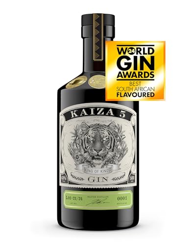 KAIZA 5 GIN – 0,5 l - 43% - Höchst prämierter Gin aus Südafrika/Kapstadt - Frisch, weich und exotisch – Schwarze Johannisbeere, Grapefruit, Wacholder - Ideal mit trockenem Tonic Water von KAIZA