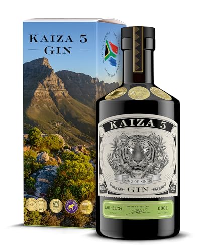 KAIZA 5 GIN Box - 0,5 l - 43% | Der ausgezeichnete -Gin aus Südafrika/Kapstadt in der Geschenkbox | Frisch, weich, exotisch mit schwarzer Johannisbeere und Grapefruit | Perfekt als Gin Tonic von KAIZA