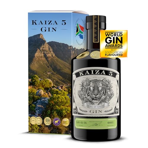 KAIZA 5 GIN Box - 0,5 l - 43% | Der ausgezeichnete -Gin aus Südafrika/Kapstadt in der Geschenkbox | Frisch, weich, exotisch mit schwarzer Johannisbeere und Grapefruit | Perfekt als Gin Tonic von KAIZA