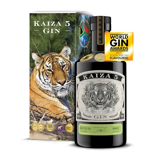 KAIZA 5 GIN - 0,5 l - 43% | Der ausgezeichnete Gin aus Südafrika/Kapstadt | Frisch, weich, exotisch mit schwarzer Johannisbeere und Grapefruit | TANA von KAIZA