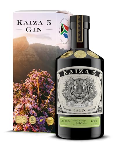 KAIZA 5 GIN Box - 0,5 l - 43% | Der ausgezeichnete -Gin aus Südafrika/Kapstadt in der Geschenkbox | Frisch, weich, exotisch mit schwarzer Johannisbeere und Grapefruit | Perfekt als Gin Tonic von KAIZA
