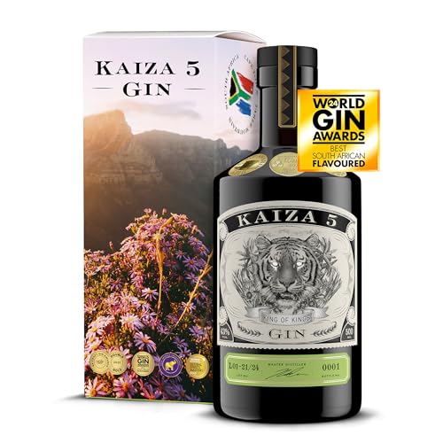 KAIZA 5 GIN Box - 0,5 l - 43% | Der ausgezeichnete -Gin aus Südafrika/Kapstadt in der Geschenkbox | Frisch, weich, exotisch mit schwarzer Johannisbeere und Grapefruit | Perfekt als Gin Tonic von KAIZA