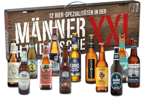 KALEA Männerhandtasche XXL l Bierset mit 12 x 0,33l Bierspezialitäten l Bier Tasting zu Hause für alle Fans von verschiedenen Biersorten | Geschenk für Männer und Frauen | Vatertag von Kalea
