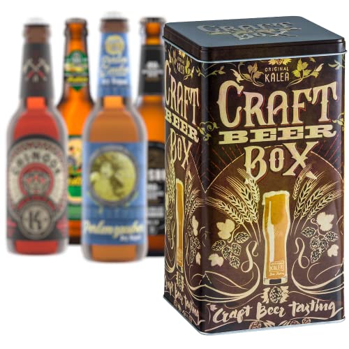 KALEA Bier-Box | Metallbox mit 3D-Prägung | Edition Craft Beer | 4 x 0.33 l Bierspezialitäten von Kalea