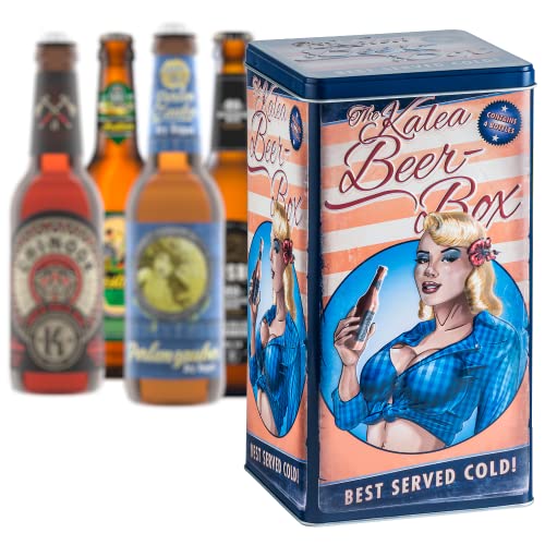 KALEA Bier-Box | Metallbox mit 3D-Prägung | Edition Blond Lady | 4 x 0.33 l Bierspezialitäten von Kalea