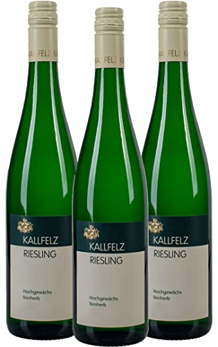 KALLFELZ Riesling Hochgewächs Weißwein Feinherb (3 x 0,75 l), Jahrgang 2020, 11,0% Vol | Feinfruchtig, Harmonisch und Ausgewogener Riesling von der Mosel von KALLFELZ RIESLING