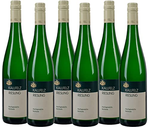 KALLFELZ Riesling Hochgewächs Weißwein Feinherb (6 x 0,75 l), Jahrgang 2020, 11,0% Vol | Feinfruchtig, Harmonisch und Ausgewogener Riesling von der Mosel von KALLFELZ RIESLING