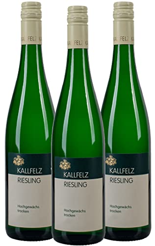 KALLFELZ Riesling Hochgewächs Weißwein Trocken (3 x 0,75 l), Jahrgang 2020, 11,5% Vol | Filigraner, Fruchtiger Riesling von der Mosel von KALLFELZ RIESLING