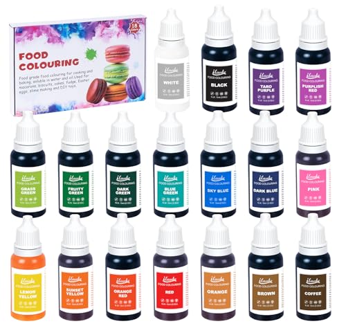 Lebensmittelfarbe, 15ml x 18 Farben Lebensmittelfarbe Flüssig Set, Hochkonzentriert Lebensmittelfarbstoff für Kuchen Backen Dekorieren, Macaron, Kekse, Osterei, Eisung, DIY Slime -0.52 oz/Flaschen Lebensmittelfarbe, 15ml x 18 Farben Lebensmittelfarbe Flüssig Set, Hochkonzentriert Lebensmittelfarbstoff für Kuchen Backen Dekorieren, Macaron, Kekse, Osterei, Eisung, DIY Slime -0.52 oz/Flaschen von KARBRING