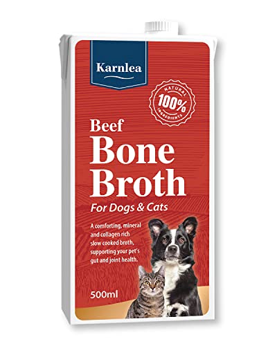 KARNLEA Pets Rinderknochenbrühe – 500 ml | 100% echte und natürliche flüssige Knochenbrühe für Katzen und Hunde | nahrhaft, reich an Kollagen und Protein für gesunde Gelenke, Darm, Verdauung, Haut und von KARNLEA