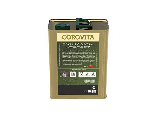 Corovita Bio-Olivenöl aus der Türkei | 2,5 Liter Kanister | natives Olivenöl extra | Premium Qualität | kaltgepresst von KDJMDL