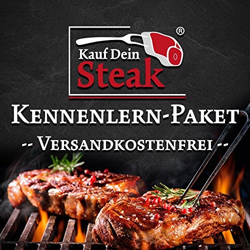 Kauf DEIN STEAK Kennenlernpaket - 2,1kg dry aged Fleischgenuss + 1 x Pyramidensalz,70g 1 x Argentina Steak Gewürz 100g, 1 x Knoblauchpfeffer 100g von Kauf Dein Steak