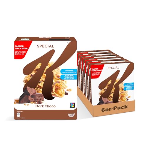 Kellogg’s Special K Dark Choco (6 x 325 g) – knusprige Mehrkorn-Flakes mit Schokoladenstücken – ballaststoffreiche Frühstückscerealien – purer Genuss ohne künstliche Farb- und Aromastoffe von Kellogg's