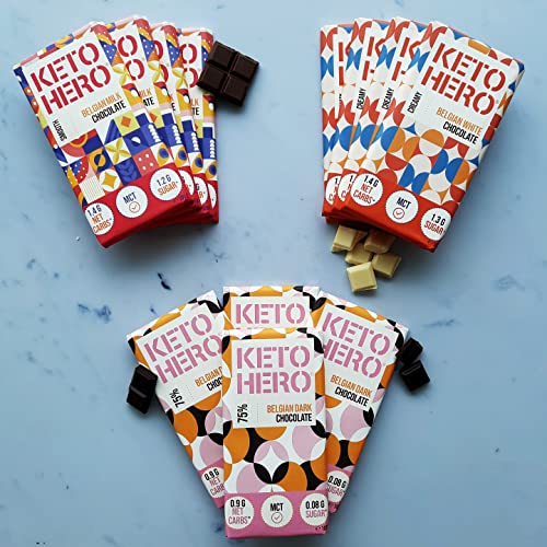 KETO-HERO® 12 x 100g Schoko-Mix - Dunkel - Milch - Weiß von KETO-HERO