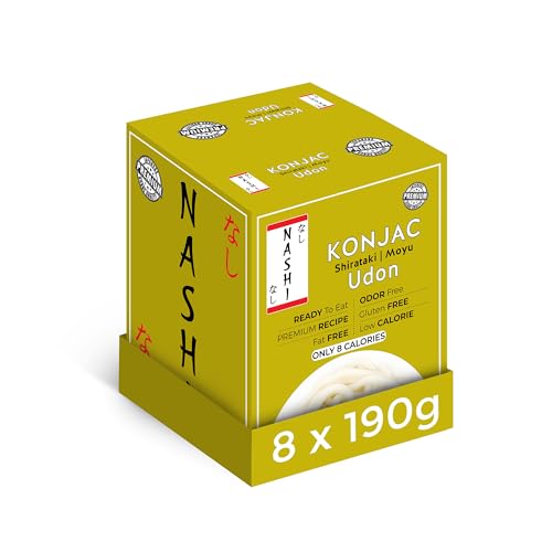 Nashi Konjac Shirataki Premium Udon Nudeln – Geruchsfrei, Vegan, Fettfrei & Kalorienarm, Glucomannan Keto-freundlich, Low-Carb-Diät | Verzehrfertig (8×190g) von KETO SKINNY