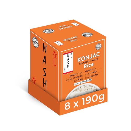 Nashi Shirataki Konjac Moyu Reis – fettarm, Glucomannan-Premium-Rezept, Keto-freundlich, geeignet für vegane, geruchsfreie, kalorienarme Lebensmittel | Verzehrfertig (8×190g) von KETO SKINNY