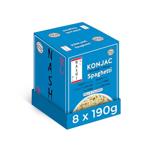 Nashi Shirataki Konjac Moyu Spaghetti – Keto-freundliches Essen, Glucomannan-Premium-Rezept für geruchsfreien Geschmack, geeignet für vegane, fettfreie kalorienarme Ernährung Verzehrfertig (8×190g) von KETO SKINNY