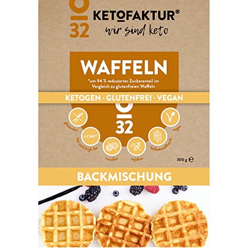 KETOFAKTUR® Backmischung WAFFELN No10 | 1 Packung à 300g I 94% zuckerreduziert | KETOGEN | GLUTENFREI | VEGAN | Waffelmischung ohne Zuckerzusatz | low carb high fat | Paleo I Diabetiker geeignet von KETOFAKTUR