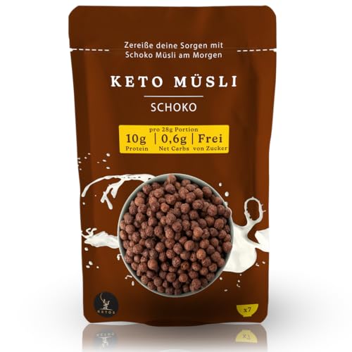 Keto Müsli Schoko, Protein Cerealien, Für Low Carb & Keto Ernährung Diät, Ohne Zucker, Glutenfrei von KETOS