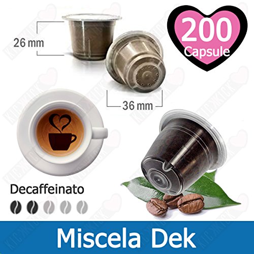 200 Kapseln kompatibel mit Nespresso Kaffee Blend Dek - Made In Italy - Kickkick Kaffee von KICKKICK