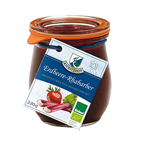 Kiebitzhof Fruchtaufstrich Erdb/Rhabarber, 3er Pack (3 x 220 g) von Kiebitzhof