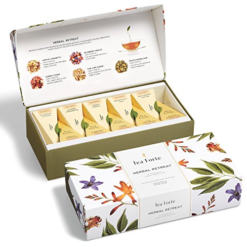 Herbal Retreat Organic Citrus And Fruit Herbal Tea, Petite Presentation Box, Sampler Gift Set With 10 Handcrafted Pyramid Bag Infusers, Caffeine Free, 10 Count (Pack of 1) von Tea Forte