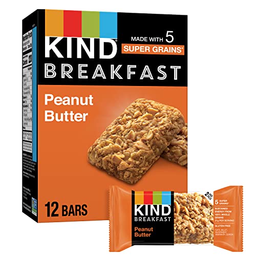 KIND Frühstück, gesunde Snackbar, Erdnussbutter, glutenfreie Frühstücksriegel, 100% Vollkornprodukte, 50 ml Packungen (6 Stück) von KIND