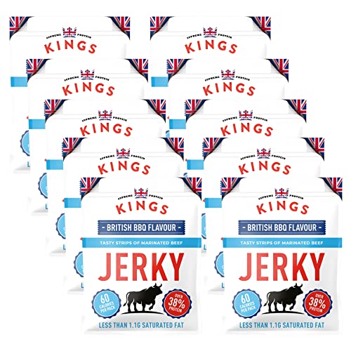 Kings Jerky/Biltong, Trockenfleisch, High Protein Trockenfleisch, Glutenfrei (10 x 25g) … (BBQ Jerky) von KINGS