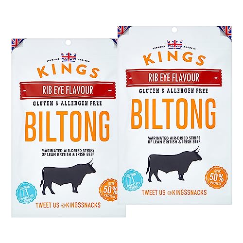 Kings Beef Jerky XXL BIG BAG - Mix Pack Ribeye Biltong, Trockenfleisch, High Protein, Glutenfrei (300g&350g) (Ribeye Biltong) von KINGS