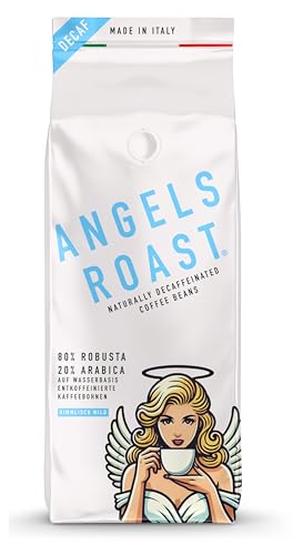 ANGELS ROAST 1kg koffeinfreie Kaffeebohnen aus Italien - schonend mit Wasser entkoffeiniert - säurearm - 80% Robusta & 20% Arabica Bohnen (ganze Espressobohnen - 1000g) ANGELS ROAST 1kg koffeinfreie Kaffeebohnen aus Italien - schonend mit Wasser entkoffeiniert - säurearm - 80% Robusta & 20% Arabica Bohnen (ganze Espressobohnen - 1000g) von KIQO Coffee & Tea