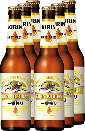 KIRIN ICHIBAN japanisches Premium Bier (helles Malzbier, nach dem First Press Verfahren gebraut, Flaschenbier mit 5% Alkoholgehalt, Einweg, Sechserträger) (6 x 0,33 l) von KIRIN ICHIBAN