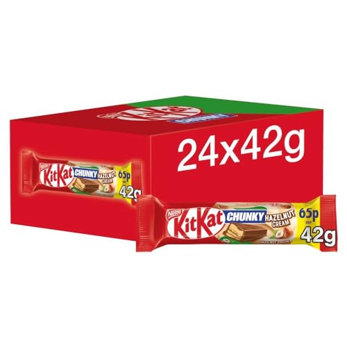 KITKAT Kit Kat Chunky Hazelnut Cream Schokoriegel, 42 g, 24 Riegel von KITKAT