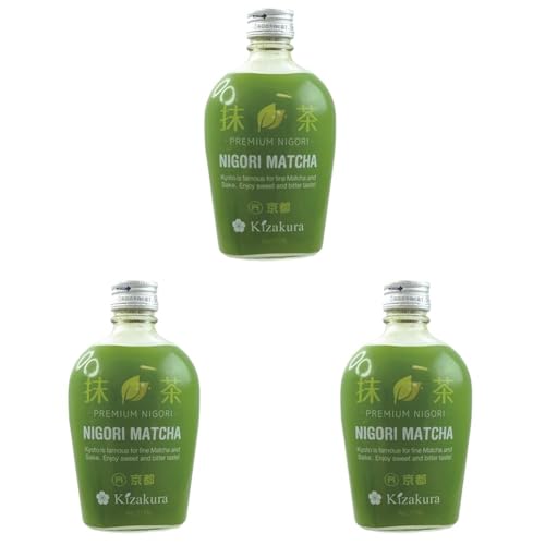 Kizakura "Matcha Nigorisake" – Sake trifft auf grünen Matcha Tee - Original Nigorisake aus Japan – 10% Alkoholgehalt – 1 x 300 ml (Packung mit 3) von KIZAKURA