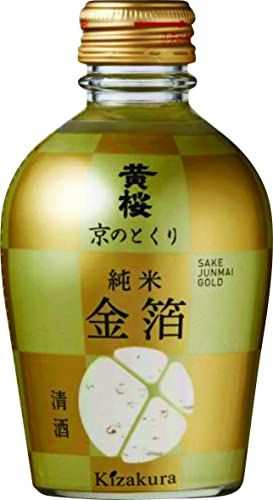 Kizakura Sake Gold mit Goldflocken 180ml | Kyo no Tokuri Junmai 14% vol. | traditionell gebraut von KIZAKURA