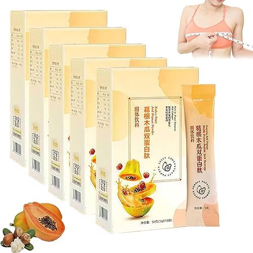 Papaya Double Protein Peptide Solid Drinks,Papaya Tee für Brustvergrößerung,Bio Papaya Blatt Teebeutel,Papaya Extract Bust Lifting Tea,Breast Enhancement Tea (5 Box/50pcs) von KLOUYHTY