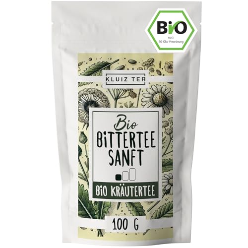 Bio Bittertee Sanft - 100 Gramm Bittertee Bio lose I Bitterstoff Tee mit Löwenzahn, Mariendistel, Wermut, und weiteren Bitterkräutern I Kräuter Tee Bitterstoffe by KLUIZ TEA von KLUIZ