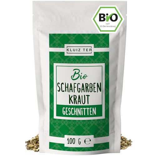 Bio Schafgarbentee lose - 100 Gramm I Premium Schafgarbe getrocknet und geschnittenI Yarrow Tea by KLUIZ TEA von KLUIZ