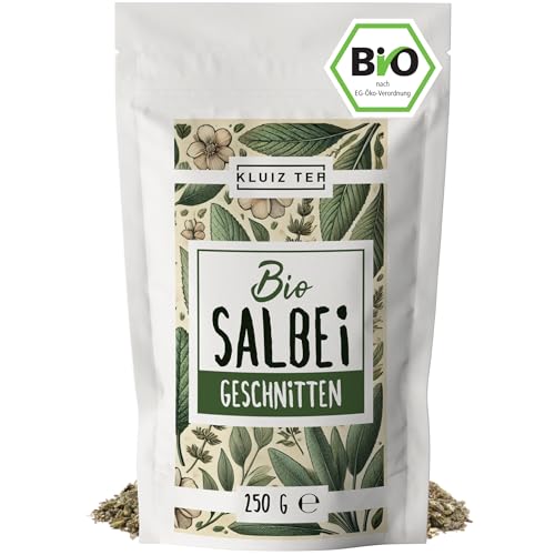 Salbeitee Bio lose - 250 Gramm Bio Salbeitee lose I 100% natürlicher Salbei getrocknet aus Biologischem Anbau by KLUIZ TEA von KLUIZ