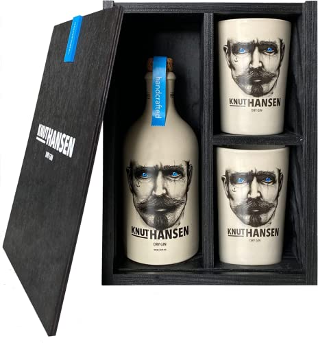 KNUT HANSEN DRY GIN Geschenk-Set | Weltweit ausgezeichnet | 0,5L KNUT HANSEN GIN inklusive 2 Keramik-Becher 0,5L von KNUT HANSEN DRY GIN