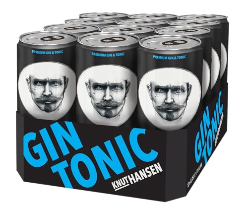 KNUT HANSEN GIN TONIC | Erfrischend und trinkfertig für unterwegs | Hergestellt aus KNUT HANSEN DRY GIN und selbst hergestelltem TONIC | 10% vol. | 12 x 250ml Dose von KNUT HANSEN DRY GIN