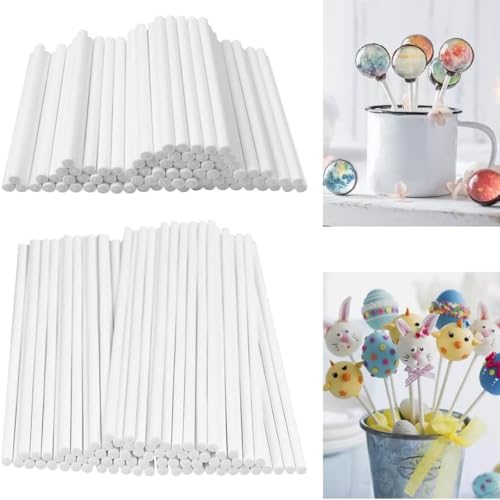 KOMUNJ 200 Stück Lollipop Sticks aus Papier Cake Pop Sticks 10 cm * 3,5 mm und 15 cm * 3,5 mm Cake Pops Stiele Papierstäbchen für Lutscher Süßigkeiten Gebäcke Kekse Bonbons KOMUNJ 200 Stück Lollipop Sticks aus Papier Cake Pop Sticks 10 cm * 3,5 mm und 15 cm * 3,5 mm Cake Pops Stiele Papierstäbchen für Lutscher Süßigkeiten Gebäcke Kekse Bonbons von KOMUNJ