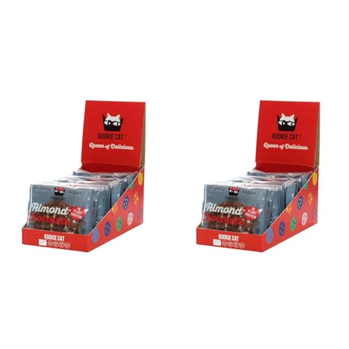 Kookie Cat Mandel & Schokolade - Vegane Cookies Einzeln Verpackt, Glutenfrei, Sojafrei, Bio, Mandel & Hafer - 12 X 50g Multipack (Packung mit 2) von KOOKIE CAT
