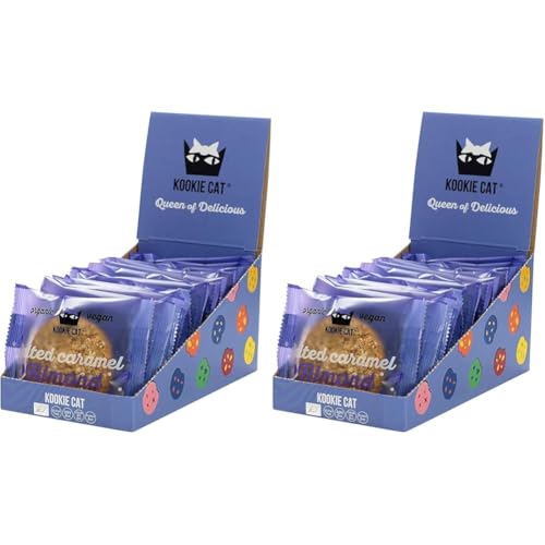 Kookie Cat Salzkaramell Mandel - Vegane Cookies Einzeln Verpackt, Glutenfrei, Sojafrei, Bio, Mandel & Hafer - 12 X 50g Multipack (Packung mit 2) von KOOKIE CAT