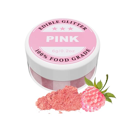 Essbarer Glitzer - 6g Lebensmittelfarbe Pulver für Schokolade, Erdbeeren, Cupcakes, Kuchen, Fondant (Pink) von KOPOZA