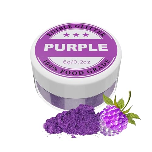 Essbarer Glitzer - 6g Lebensmittelfarbe Pulver für Schokolade, Erdbeeren, Cupcakes, Kuchen, Fondant (violett) von KOPOZA