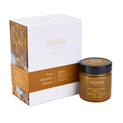 KORU Raw Manuka Honey MGO 300+ (UMF 11+) aus Neuseeland / garantiert echt / premium Qualität / zertifiziert / sehr edel verpackt im Glas / 250g (MGO 300+) von KORU Untouched Purity