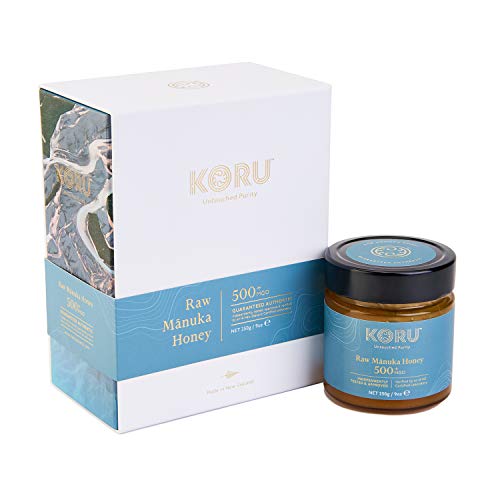 KORU Raw Manuka Honey MGO 500+ (UMF 15+) aus Neuseeland | Für das Immunsystem | Sehr hoch MGO-konzentriert | Garantiert echt | Purer Luxus | Zertifiziert | Edel verpackt im Glas | 250g von KORU Untouched Purity