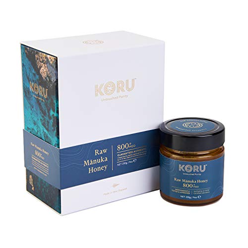KORU Raw Manuka Honey MGO 800+ (UMF 20+) aus Neuseeland | Für das Immunsystem | Sehr hoch MGO-konzentriert | Garantiert echt | Purer Luxus | Zertifiziert | Edel verpackt im Glas | 250g von KORU Untouched Purity