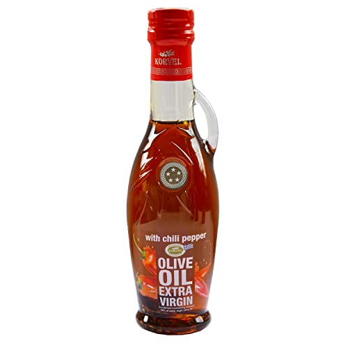 KORVEL Olivenöl - Griechisches natives Olivenöl extra 250ml mit Chili - Griechenland - Koroneiki Oliven - Kaltgepresst - Gourmet-Olivenöl KORVEL Olivenöl - Griechisches natives Olivenöl extra 250ml mit Chili - Griechenland - Koroneiki Oliven - Kaltgepresst - Gourmet-Olivenöl von KORVEL MEDITERRANEAN QUALITY PRODUCTS