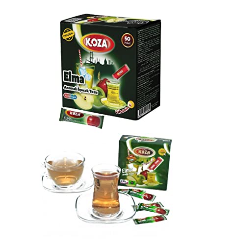 KOZA Apfel Instant Getränkepulver Stick einzeln Verpackt 50er Pack | Pulver für Heiß oder Kalt Getränk | Türkischer Apfel Tee | Ice Tea Pulver | Eistee | Früchtetee | Cay | Teepulver von KOZA